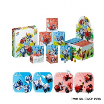 police car fire truck block 3in 1toy
