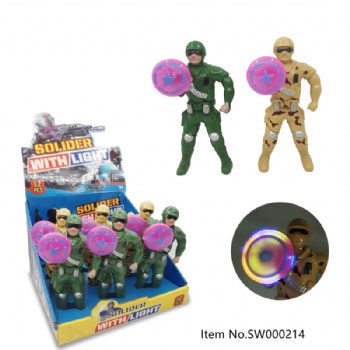 hot selling handpressed army with light candy toy